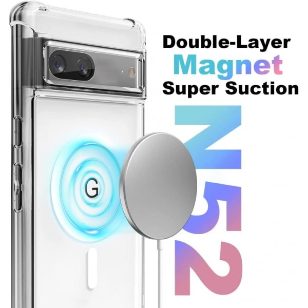 Google Pixel 7 gjennomsiktig støtdemperveske MagSafe-kompatibel Transparent