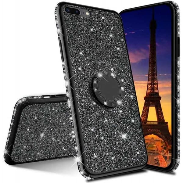 iPhone 7 Plus / 8 Plus Stötdämpande Skal med Ringhållare Strass Rosenguld