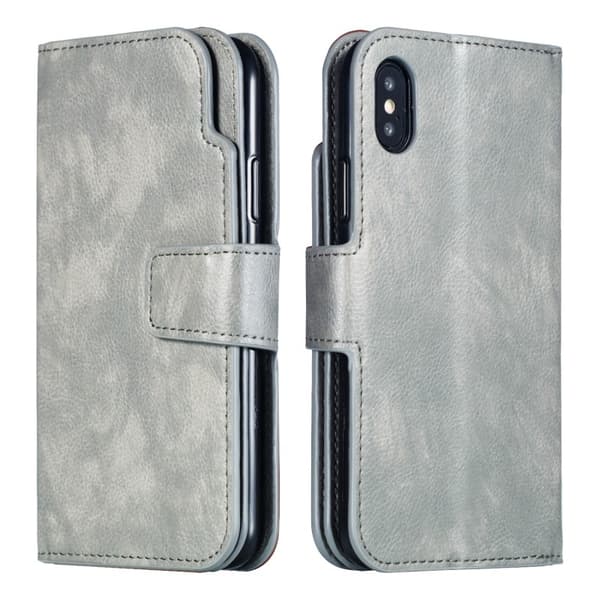 iPhone X / XS Praktisk Plånboksfodral med 12-Fack Array V4 - Grå