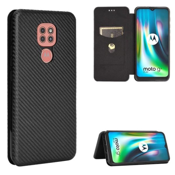 Motorola Moto G9 Play Flip Case Kortrum CarbonDreams Black