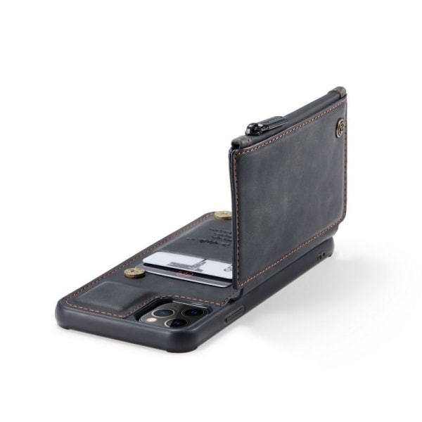 iPhone 11 Pro Max Cover Kortholder & Lynlås 4-RUMMES CaseMe Flip Black