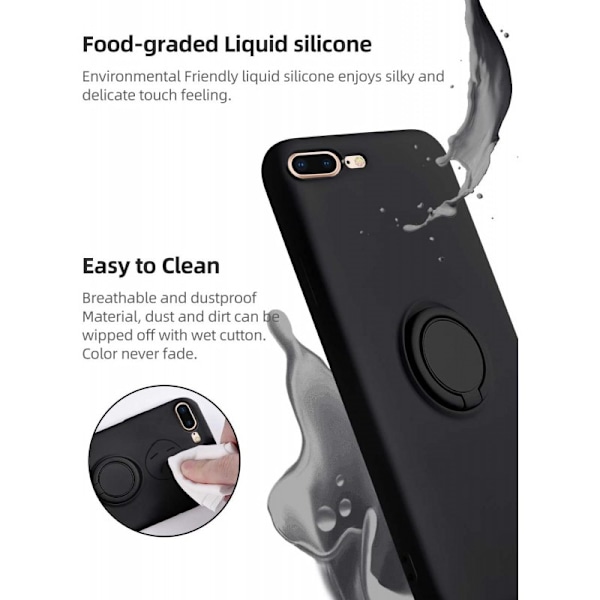 iPhone 7 Plus / 8 Plus stødsikkert cover med ringholder CamShield Svart