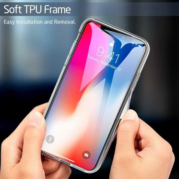 iPhone XR stødabsorberende skal 9H hærdet glas bagside af glas Transparent