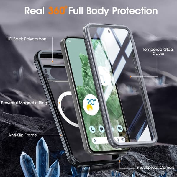 Google Pixel 9 Pro XL Heltäckande Magsafe Premium 3D Skal 3in1 ThreeSixty