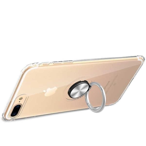 iPhone 7 Iskunkestävä suojus sormustelineellä Fresh Transparent