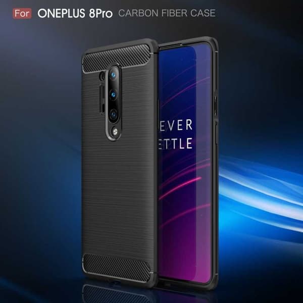 OnePlus 8 Pro Iskunkestävä SlimCarbon -suojus Black