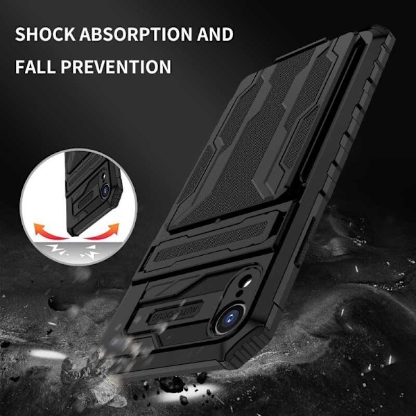 iPhone XR Stöttåligt Skal Kickstand & Kortfack ThinArmor V3 Svart
