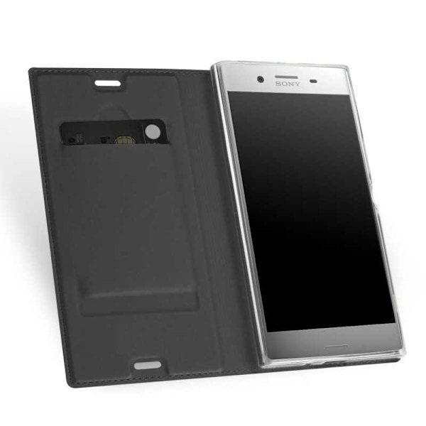 Xperia XZ1 Flipfodral Skin Pro med Kortfack Svart