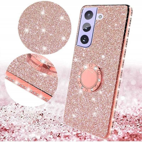 Samsung S21 Plus stødabsorberende cover med Ring Holder Strass Svart