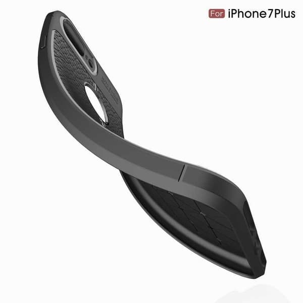 iPhone 8 Plus Stöttåligt & Stötdämpande Skal LeatherBack Svart