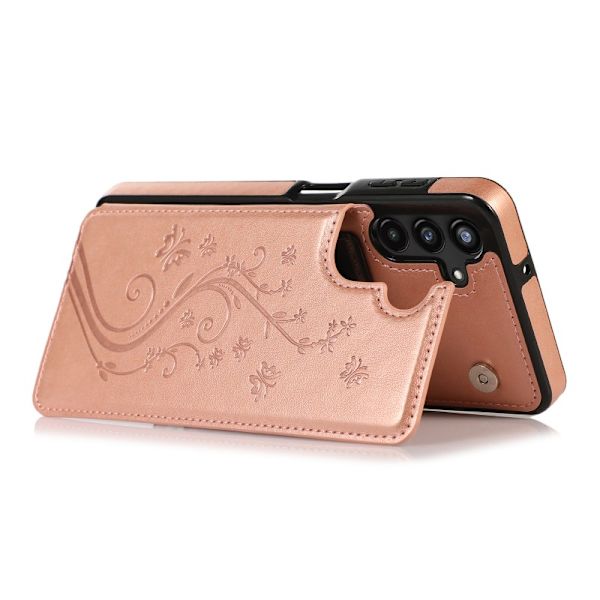 Samsung A13 5G / A04s Iskunkestävä Kannen korttiteline 3-POCKET Flippr V2 Pink gold