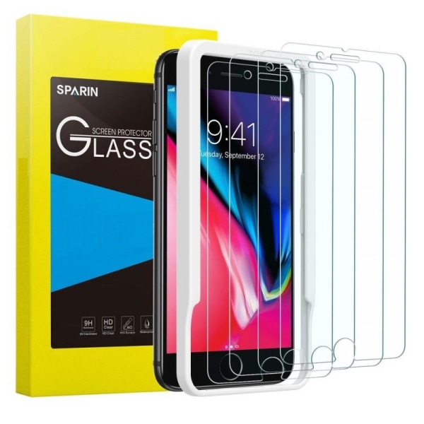5-PAKKT iPhone 8 Plus herdet glass 0,26 mm 2,5D 9H med installas Transparent
