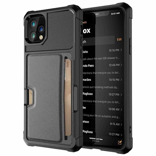 iPhone 12 Pro Max stødsikkert cover med kortrum Solid V2 Black