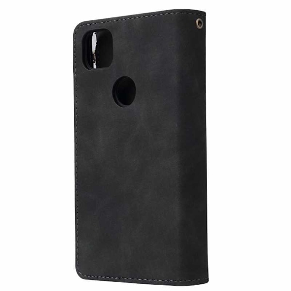 Google Pixel 4a 4G/LTE multifunktionelt tegnebogscover Lynlås 8-rum Black