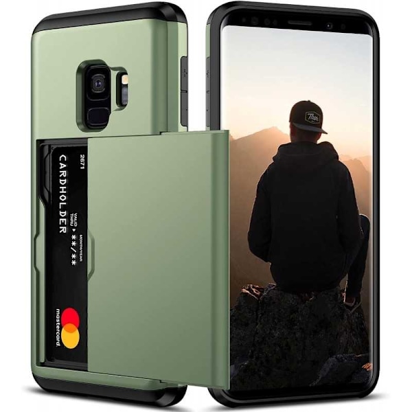 Samsung Galaxy S9 Stöttåligt Skal Kortfack StreetWise - Grön