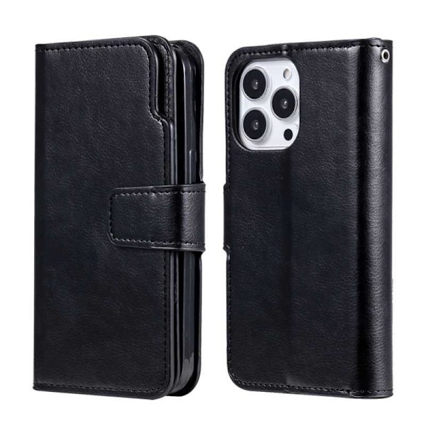 iPhone 15 Pro Praktisk Plånboksfodral med 12-Fack Array V4 Svart