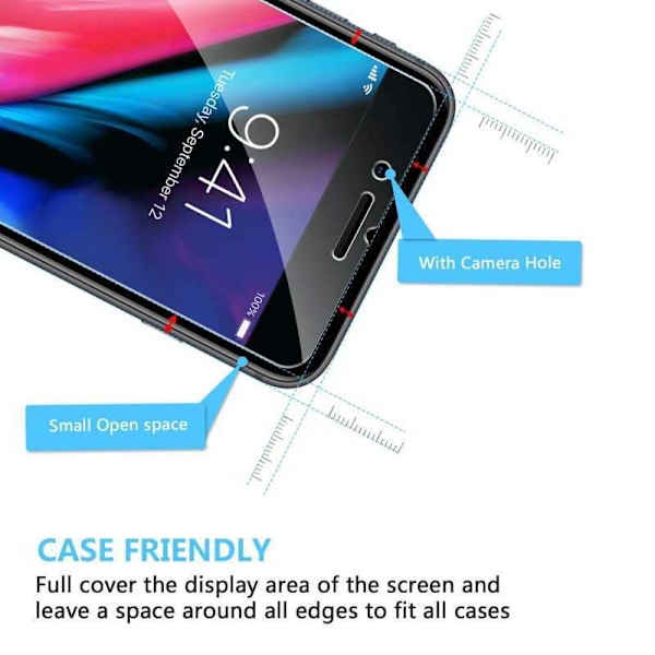 5-PACK iPhone 7 Plus karkaistu lasi 0,26 mm 2,5D 9H asennuskehyksellä Transparent