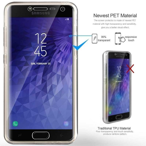 360° täysin peittävä silikonikotelo Samsung A7 2018 SM-A750FN/DS Transparent