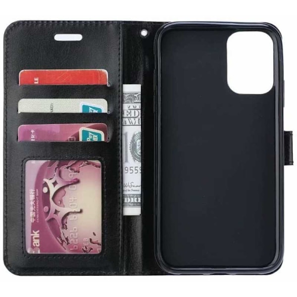 Huawei Y5P Pung Etui PU-Læder 4-KOMPARTMENT Sort Black
