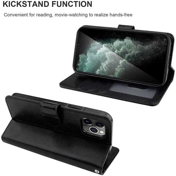 iPhone 12 Mini-lompakkokotelo PU-nahkainen 4-tasku Black
