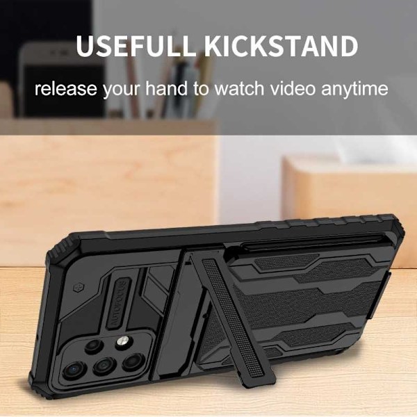 Samsung A32 4G Stöttåligt Skal Kickstand & Kortfack ThinArmor V3 Svart