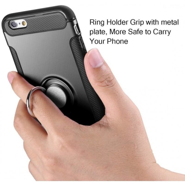 iPhone 6S Plus praktisk støtsikker etui med ringholder V2 Black