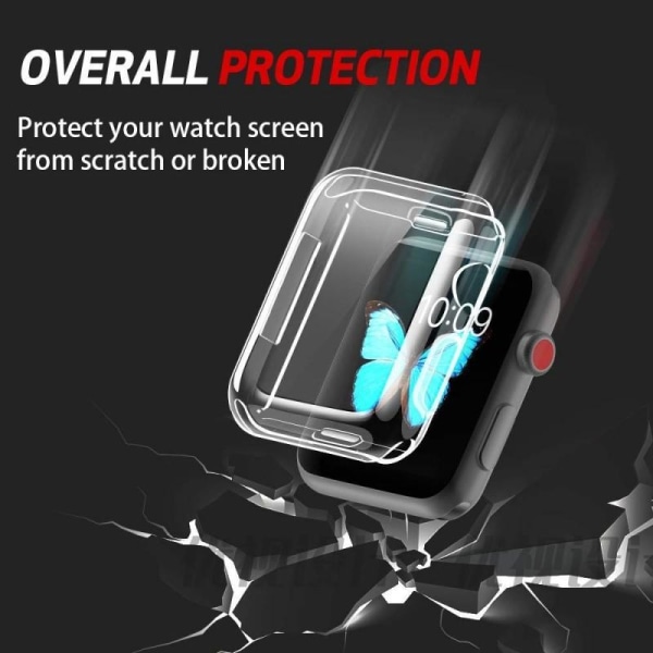 2-PAKK Hel dekning Ultratynn TPU-sag Apple Watch Series 6 40mm L Transparent
