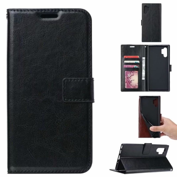 Samsung Note 10 Plus lompakkokotelo, PU-nahka, 4 osastoa Black