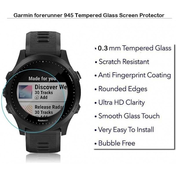 Garmin Forerunner 945 karkaistu lasi 0,2 mm 9H 2,5D Transparent