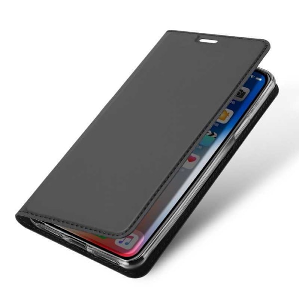 iPhone XR Flip Case Skin Pro korttilokerolla Svart