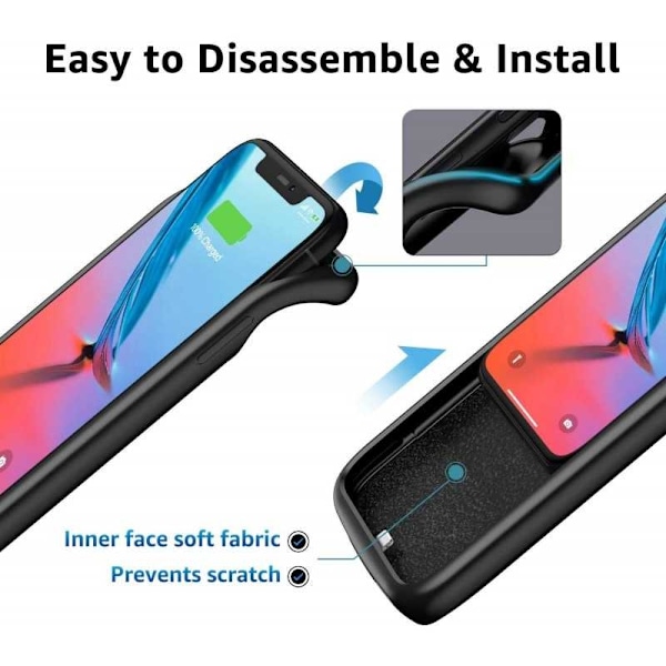 iPhone 12 Pro Stöttåligt Batteriskal Titan V2 4800mAh Svart