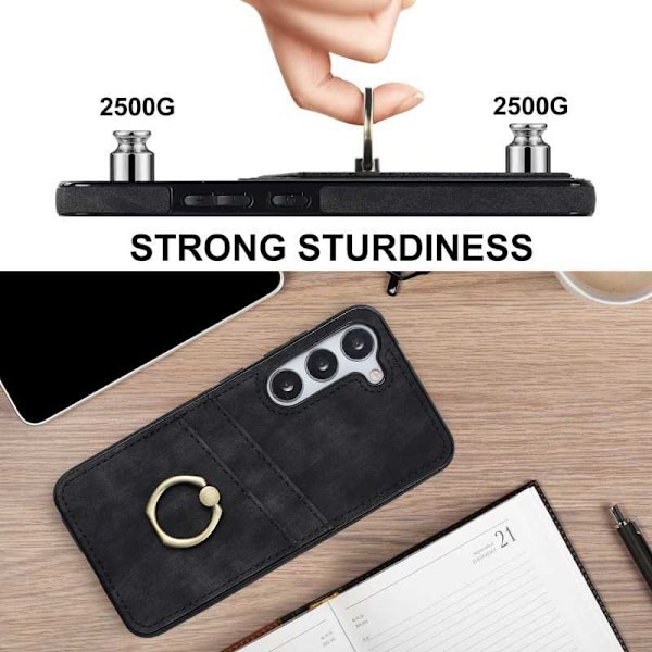 Samsung S23 -matkapuhelimen suojakuori korttitelineellä Retro V4 Svart