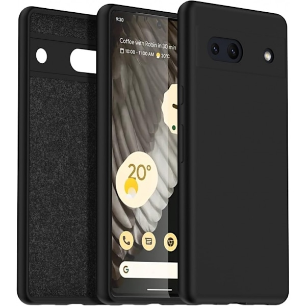 Google Pixel 8A Gummibelagd Mattsvart Skal Kameraskydd Liquid - Svart