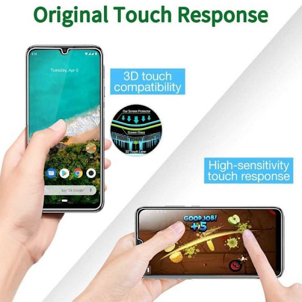 2-PACK Xiaomi Mi A3 Hærdet glas 0,26 mm 2,5D 9H Transparent