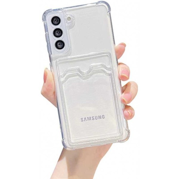 Stöttåligt Skal med Kortfack Förstärkta Hörn Samsung S22 Plus Transparent