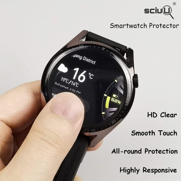 Heltäckande Skal Huawei Watch GT 3 46mm 9H Härdat Glas Transparent