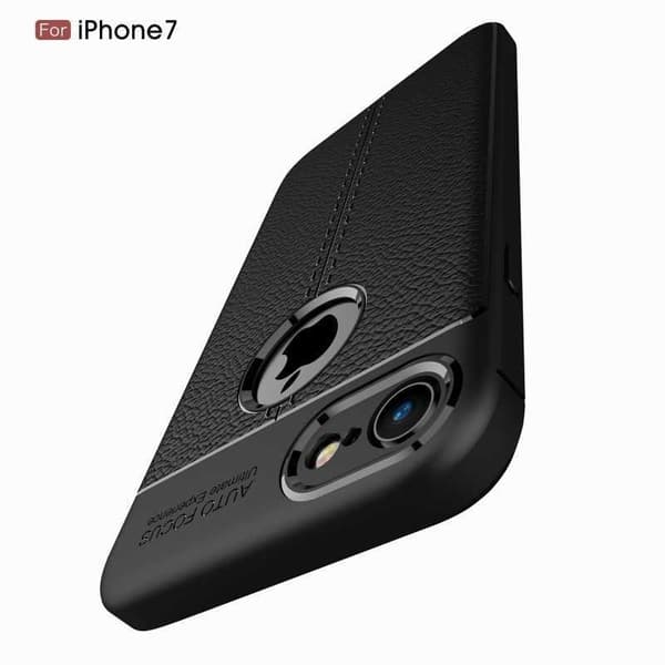 iPhone 7 Stöttåligt & Stötdämpande Skal LeatherBack Svart