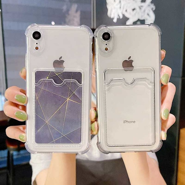 Stødsikkert cover med kortrum iPhone XR Transparent