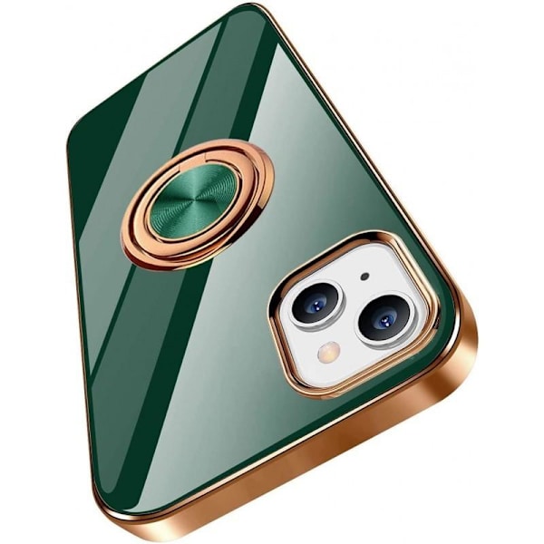 iPhone 14 Plus Elegant & Stöttåligt Skal med Ringhållare Flawless Dark green