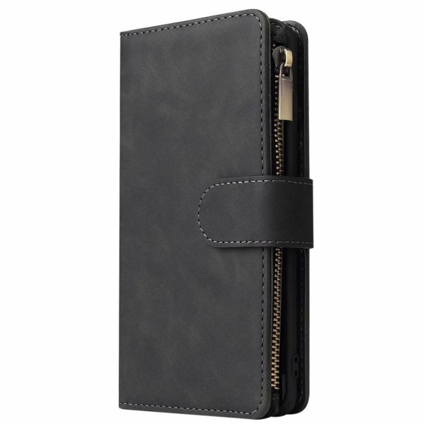 Samsung S10 monitoiminen lompakkokotelo, vetoketjullinen 8 tasku Black