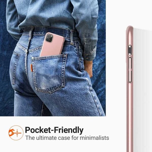 iPhone 11 Pro Erittäin ohut kumipinnoitettu Cover Basic V2 Pink gold