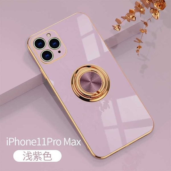 Tyylikäs ja iskunkestävä iPhone 11 Pro Max -kuori, jossa on Flawless sormusteline Rosa