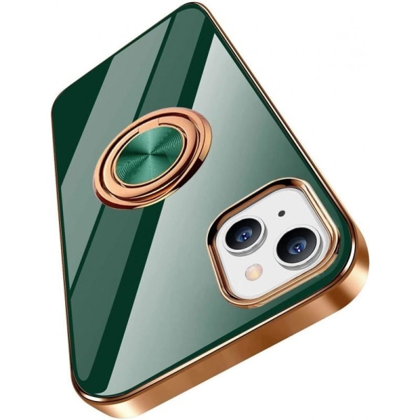 iPhone 14 Elegant & Stöttåligt Skal med Ringhållare Flawless Mörkgrön