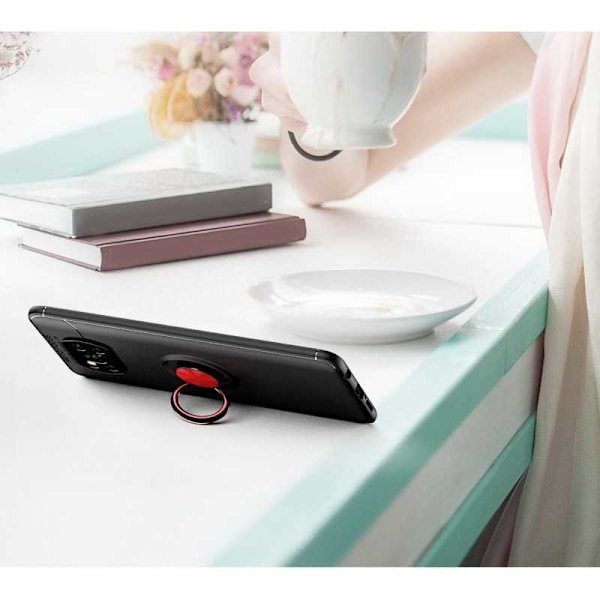 Xiaomi Poco X3 NFC käytännöllinen iskunkestävä kotelo sormustelineellä V3 Black