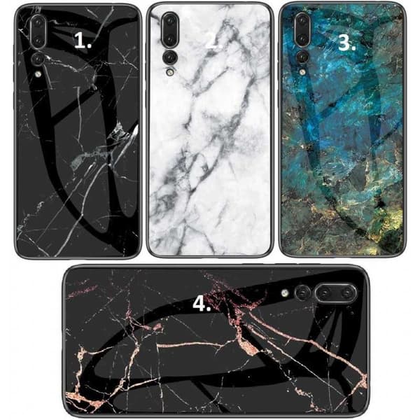 Huawei P20 Pro Marmorskal 9H Glas Baksida Glassback V2 White Variant 2