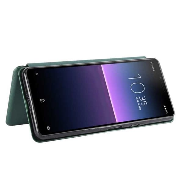Xperia 1 II Flipfodral Kortfack CarbonDreams Grön Grön