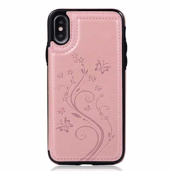 iPhone X Shockproof Cover Card Holder 3-SLOT Flippr V2 Pink gold