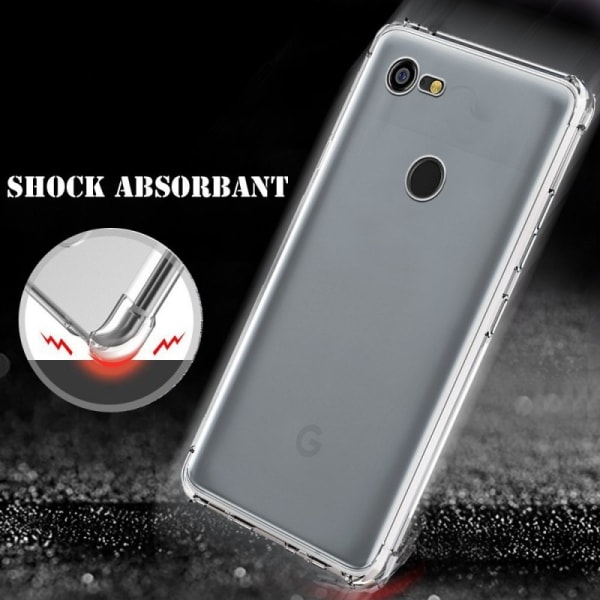 Google Pixel 3a iskuja vaimentava silikonikuori Shockr Transparent