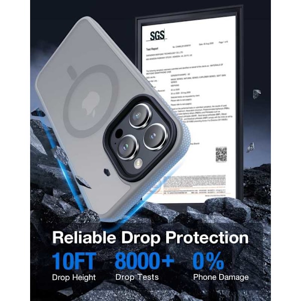iPhone 15 Pro Transparent Stötdämpande Skal MagSafe-Kompatibelt V2 - Grå
