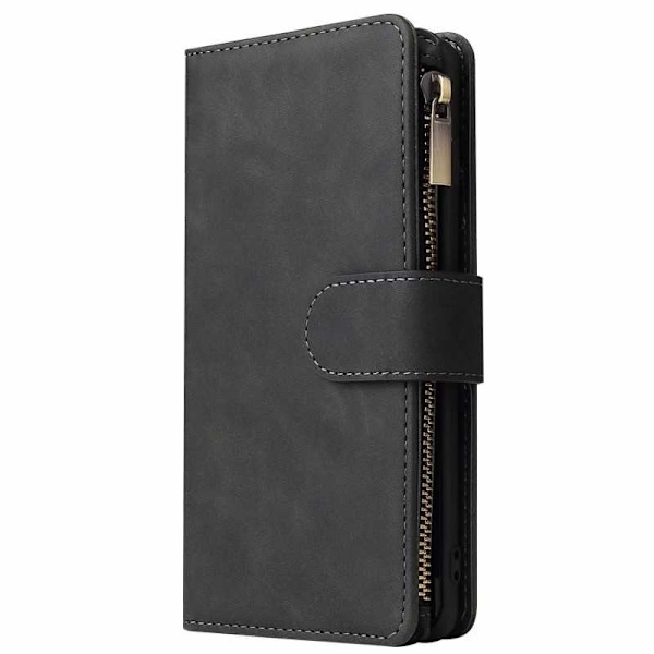 Samsung S10 Plus Multifunktionellt Plånboksfodral Zipper 8-Fack Svart